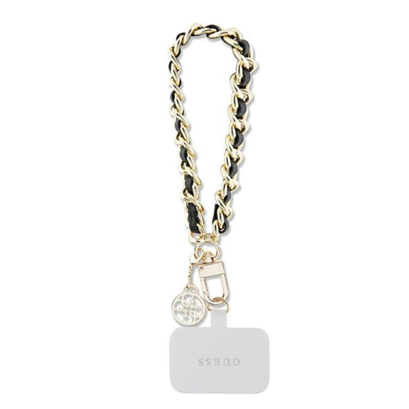 Lanyard telefon universal Guess Saffiano 4G Charm, alb, GUOUCHSAMC4K