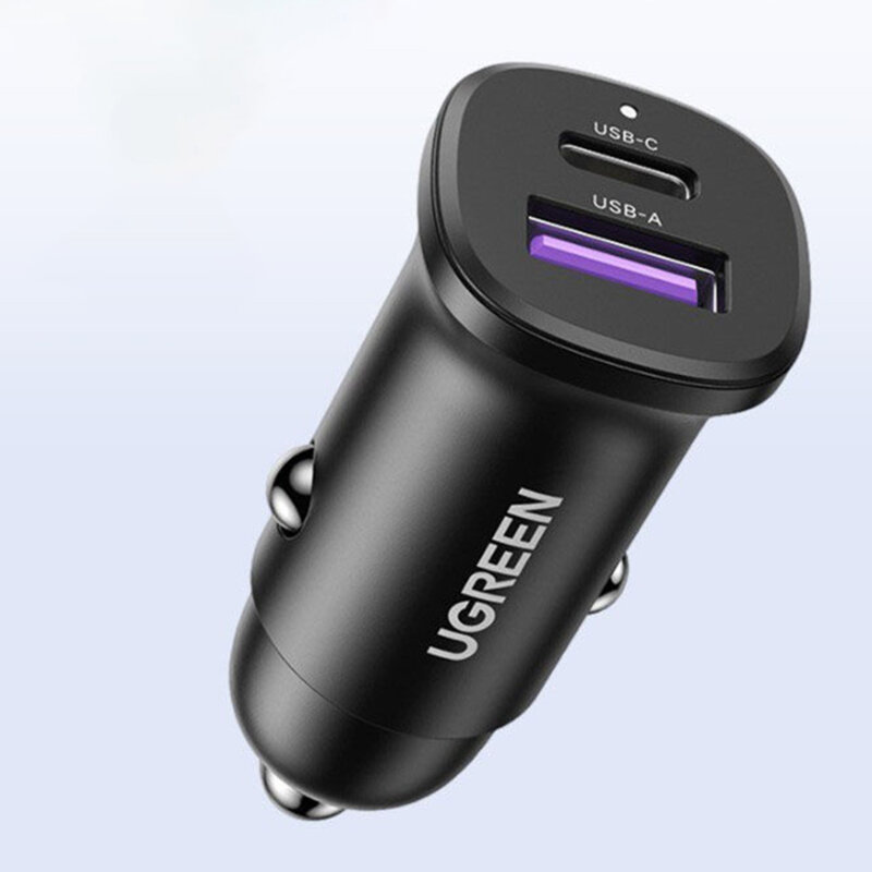 Incarcator auto bricheta USB, Type-C, 30W Ugreen, negru, 25845
