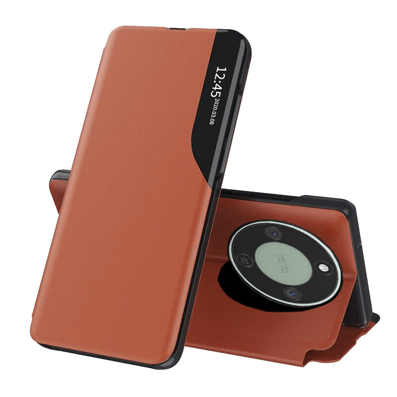 Husa Honor Magic8 Lite Eco Leather View flip tip carte, portocaliu