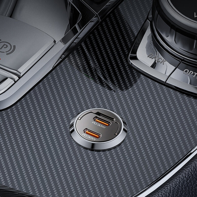 Mini incarcator auto PD30W, dual USB-C Yesido Y69, negru