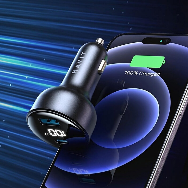 Incarcator auto bricheta PD100W Havit CC100W, negru