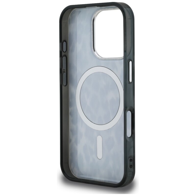 Husa iPhone 16 Pro Max Karl Lagerfeld IML Leopard Pattern MagSafe, negru, KLHMP16XHDLEOICK