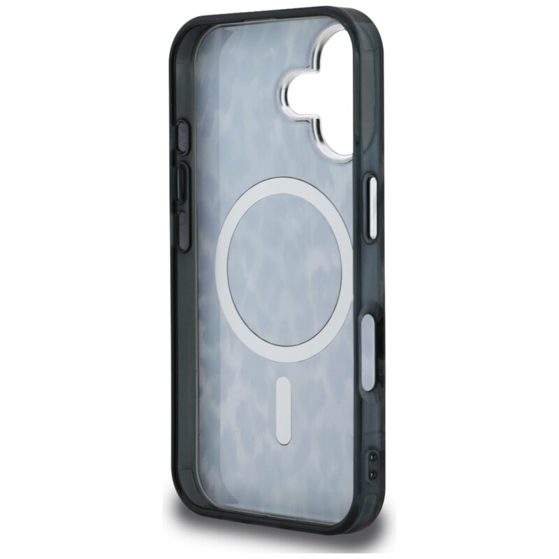 Husa iPhone 16 Karl Lagerfeld IML Leopard Pattern MagSafe, negru, KLHMP16SHDLEOICK