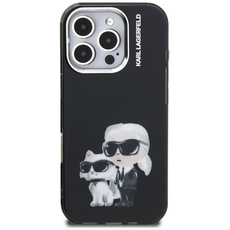 Husa iPhone 16 Pro Max Karl Lagerfeld IML Aquarelle Karl & Choupette, KLHCP16XHMKCAQK