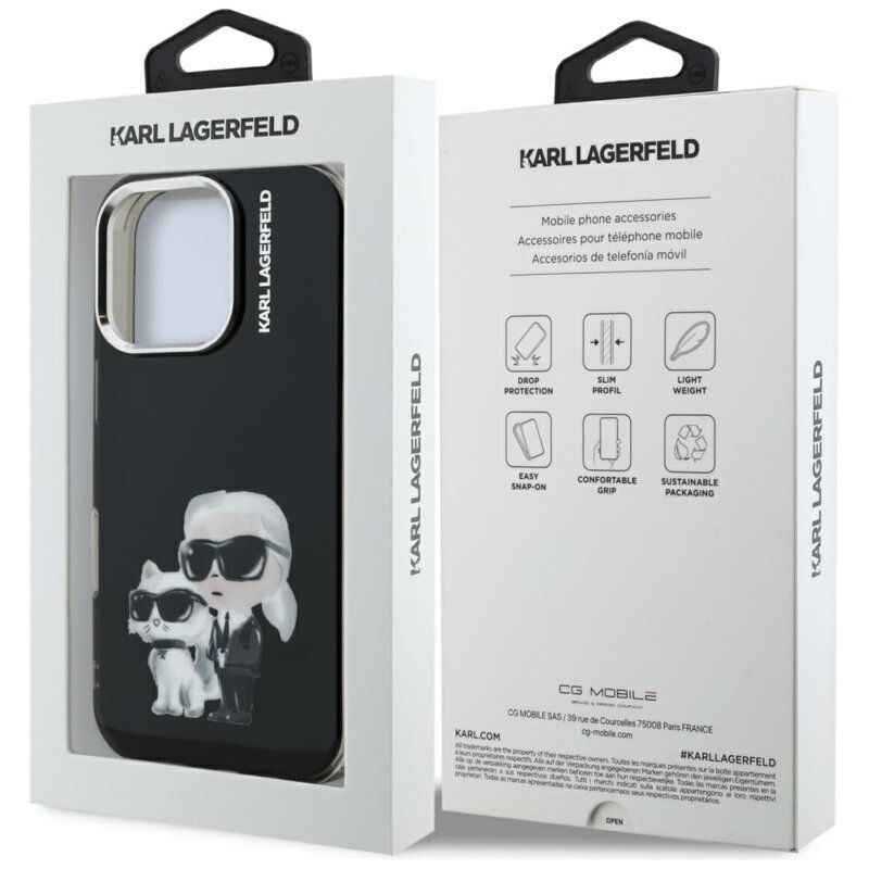 Husa iPhone 16 Pro Max Karl Lagerfeld IML Aquarelle Karl & Choupette, KLHCP16XHMKCAQK