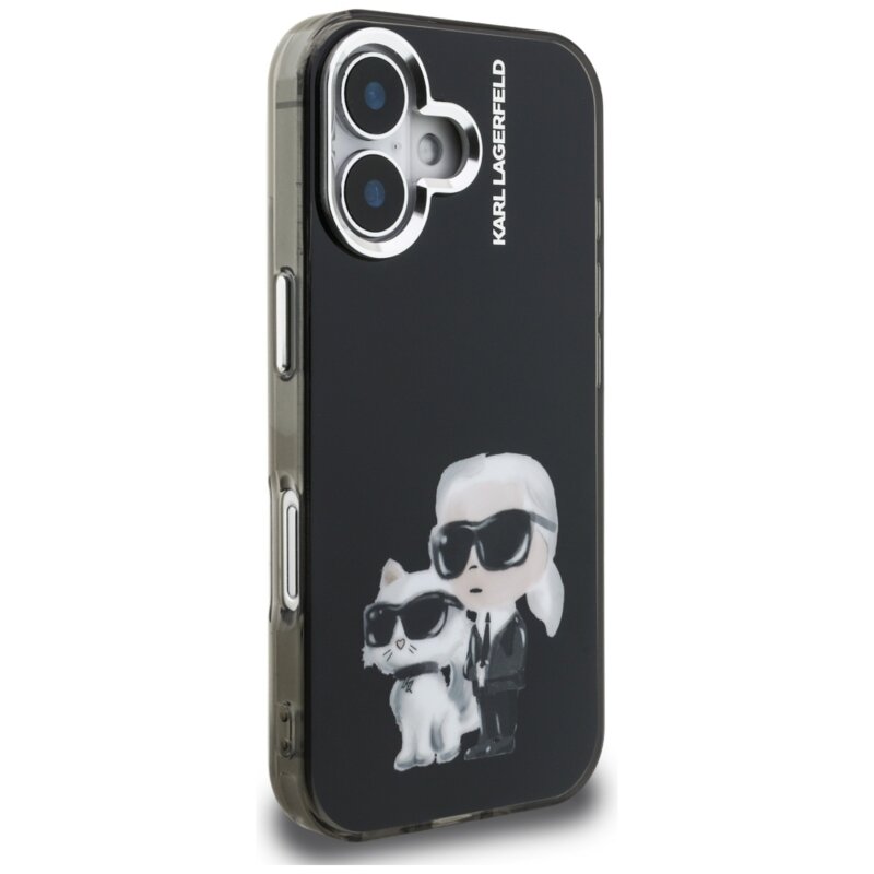 Husa iPhone 16 Karl Lagerfeld IML Aquarelle Karl & Choupette, KLHCP16SHMKCAQK