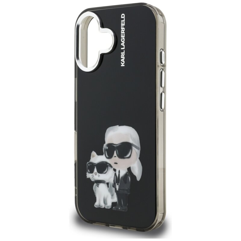Husa iPhone 16 Karl Lagerfeld IML Aquarelle Karl & Choupette, KLHCP16SHMKCAQK