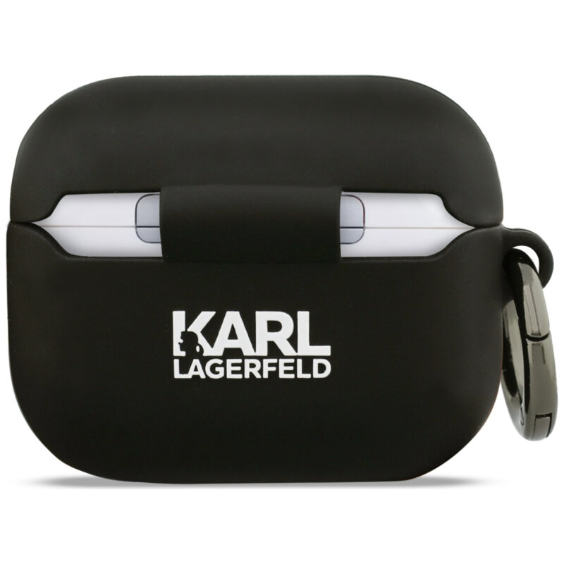 Husa Apple AirPods Pro 3 Karl Lagerfeld Silicone Karl&Choupette Head 3D, negru, KLAP3RUNKC