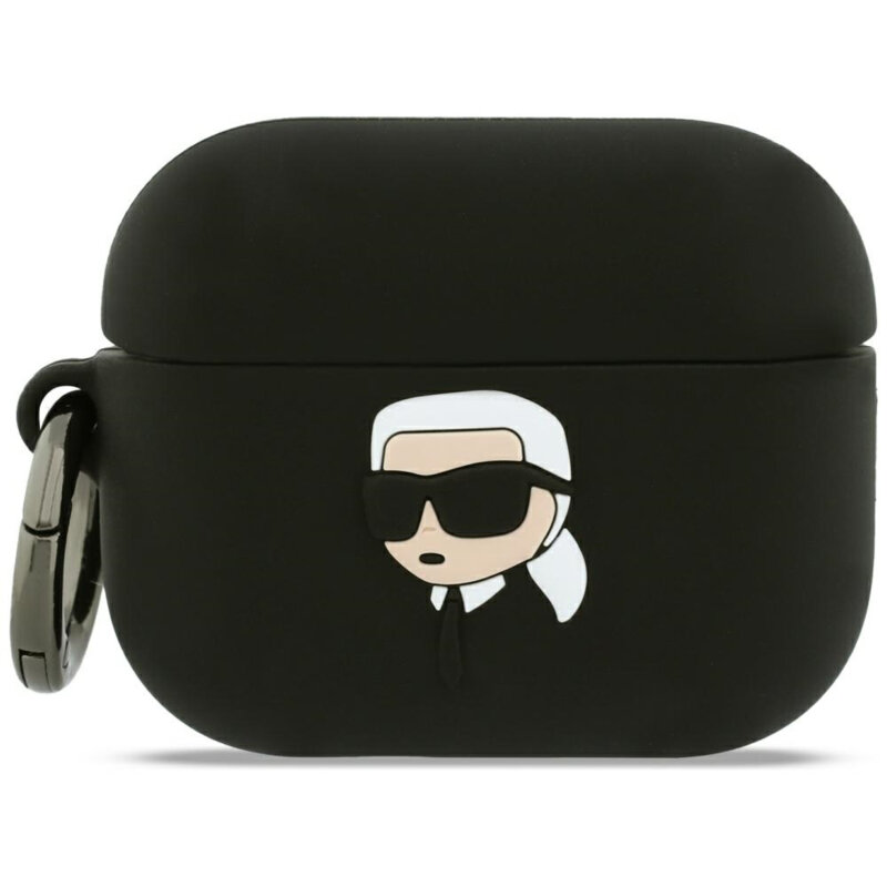 Husa Apple AirPods Pro 3 Karl Lagerfeld Silicone Karl Head 3D, negru, KLAP3RUNIKK