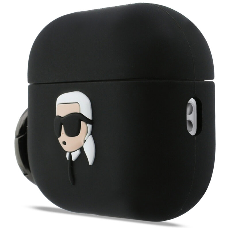 Husa Apple AirPods Pro 3 Karl Lagerfeld Silicone Karl Head 3D, negru, KLAP3RUNIKK