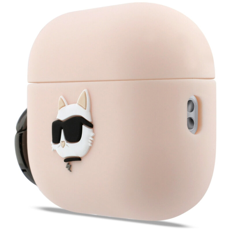 Husa Apple AirPods Pro 3 Karl Lagerfeld Silicone Chaupette Head 3D, roz, KLAP3RUNCHP