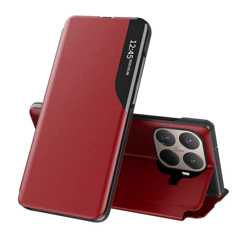 Husa Xiaomi 15T Pro Eco Leather View flip tip carte, rosu