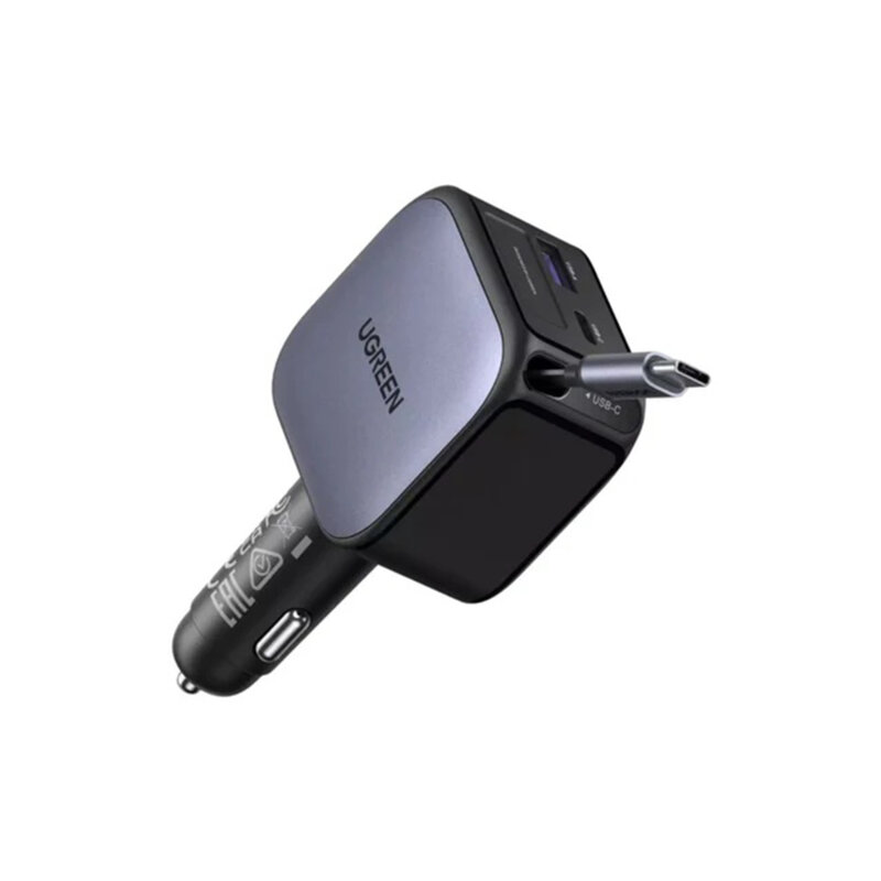 Incarcator auto bricheta USB, 2x Type-C, 60W Ugreen, gri, 55212B