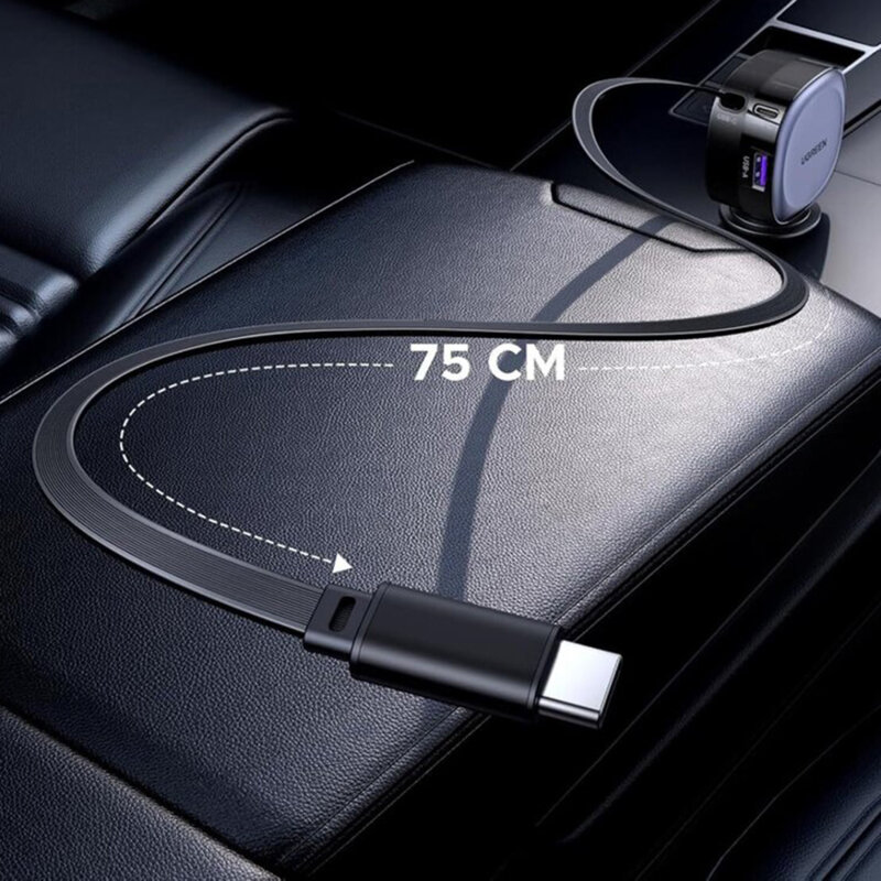 Incarcator auto bricheta USB, 2x Type-C, 75W Ugreen, negru, 55653