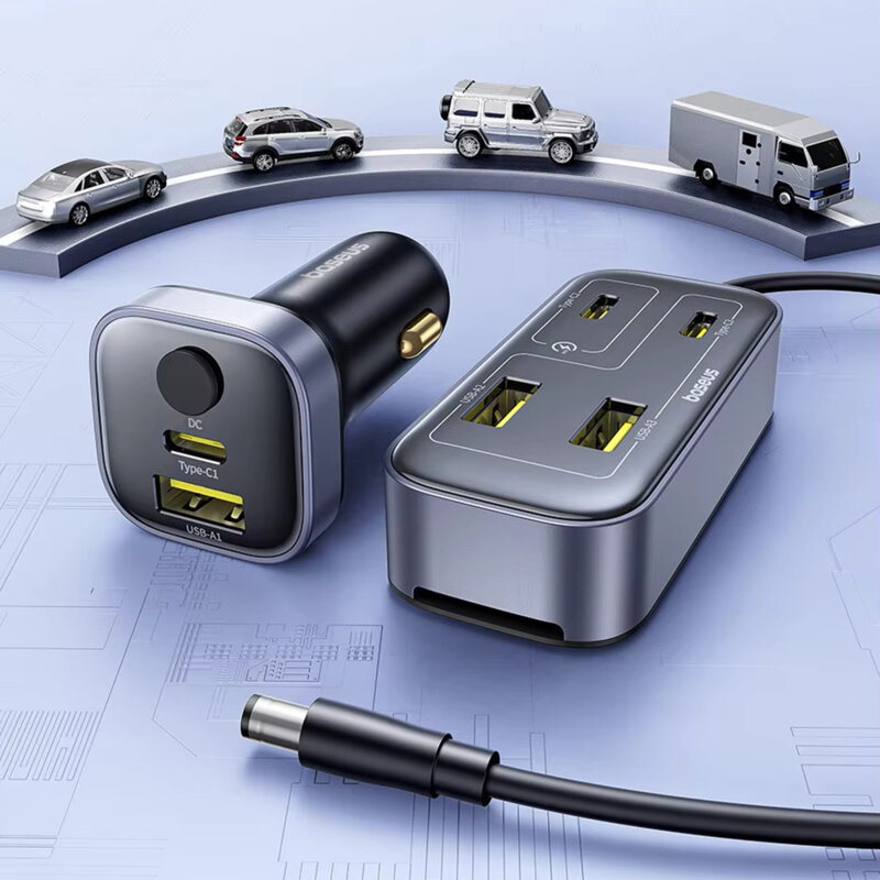 Incarcator auto USB, Type-C + extensie cablu Baseus, C00081100121-00