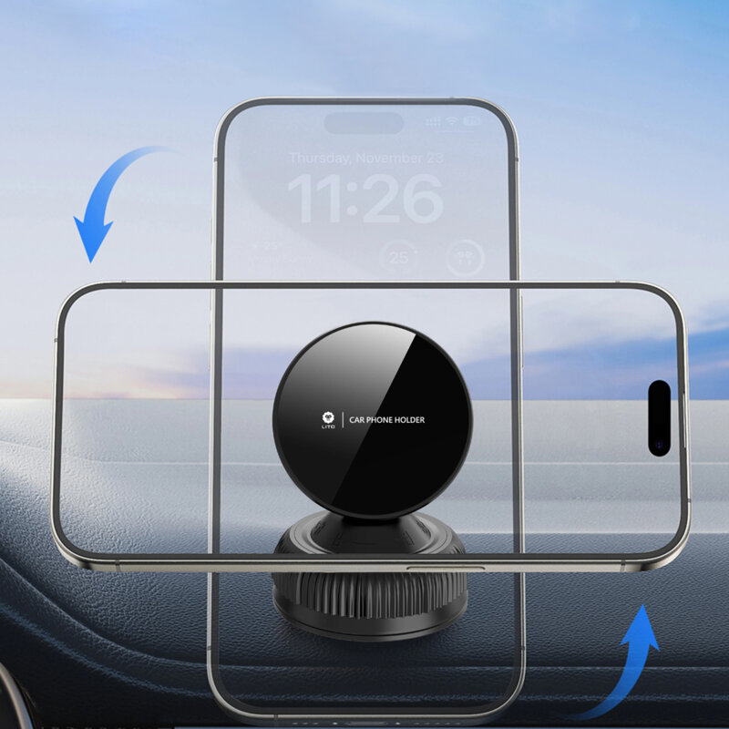 Suport auto pentru telefon, magnetic, de bord Lito, negru, LT-W12