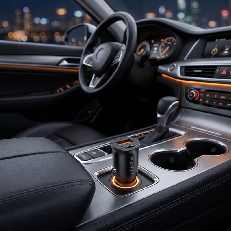 Incarcator auto bricheta PD20W Havit CC2022, negru