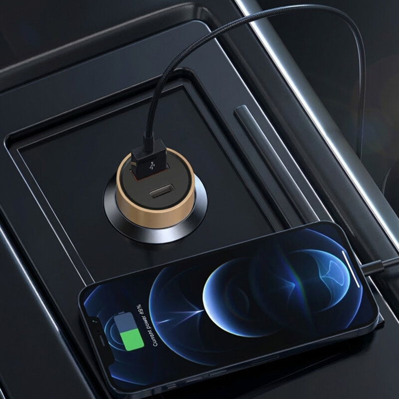 Incarcator auto USB, Type-C 52W Lito, 12V-24V, negru