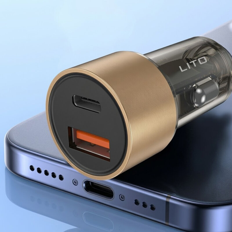 Incarcator auto USB, Type-C 52W Lito, 12V-24V, negru