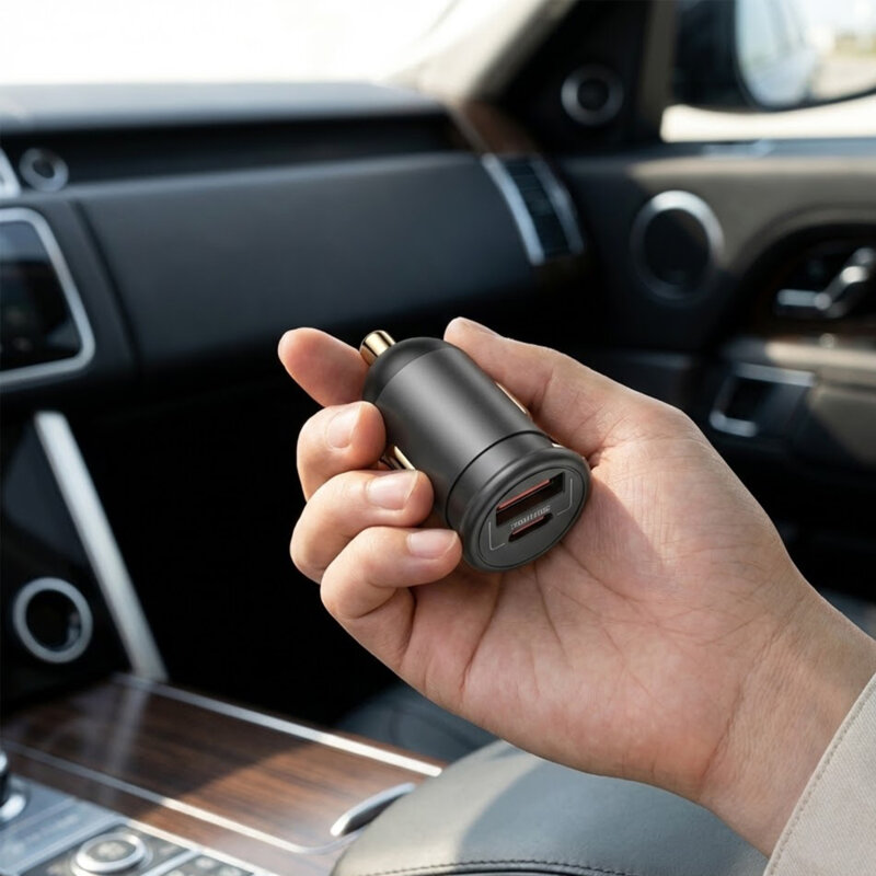 Incarcator auto USB, Type-C 35W Blueo, 12V-24V, gri