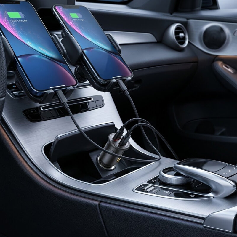 Incarcator auto USB, Type-C 35W Blueo, 12V-24V, gri