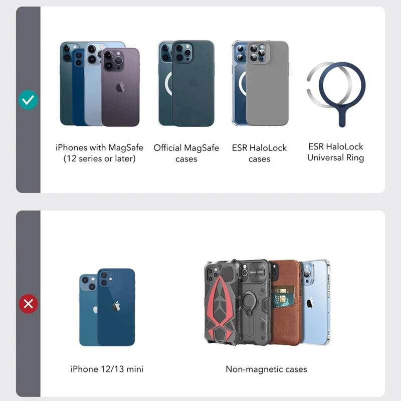 Portofel din piele eco, suport MagSafe cu RFID tech ESR Geo, negru