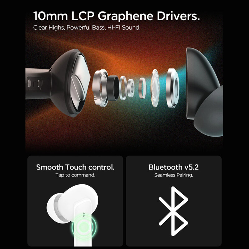 Casti wireless Bluetooth, ANC Spigen, alb, SA2402