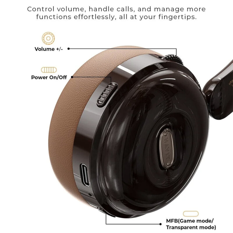 Casti Bluetooth V5.4 On-ear, 400mAh Havit H616BT, argintiu / negru