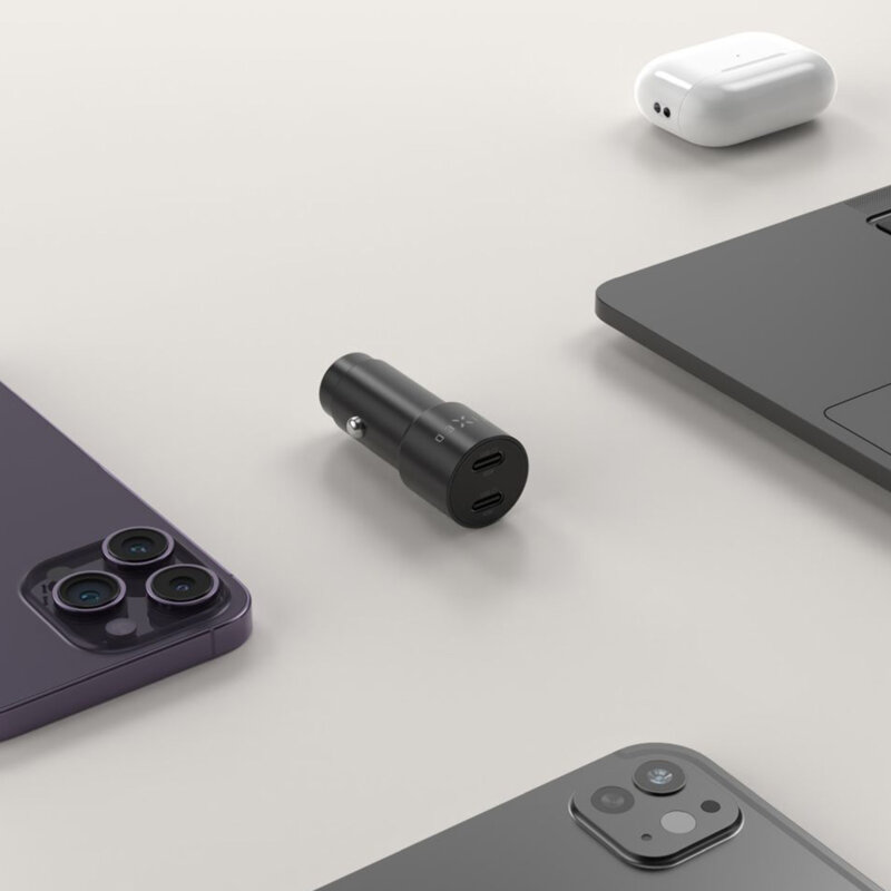 Incarcator auto bricheta 2x Type-C Fixed, 65W, FIXCC65-CC-BK