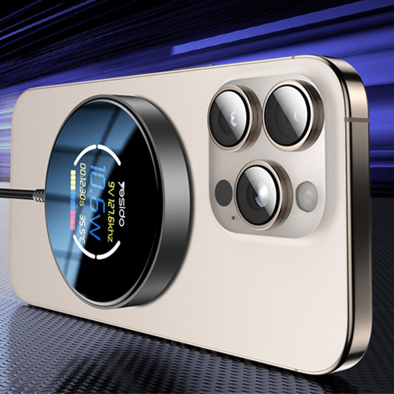 Statie incarcare magnetica cu display Yesido DS28, 15W, alb