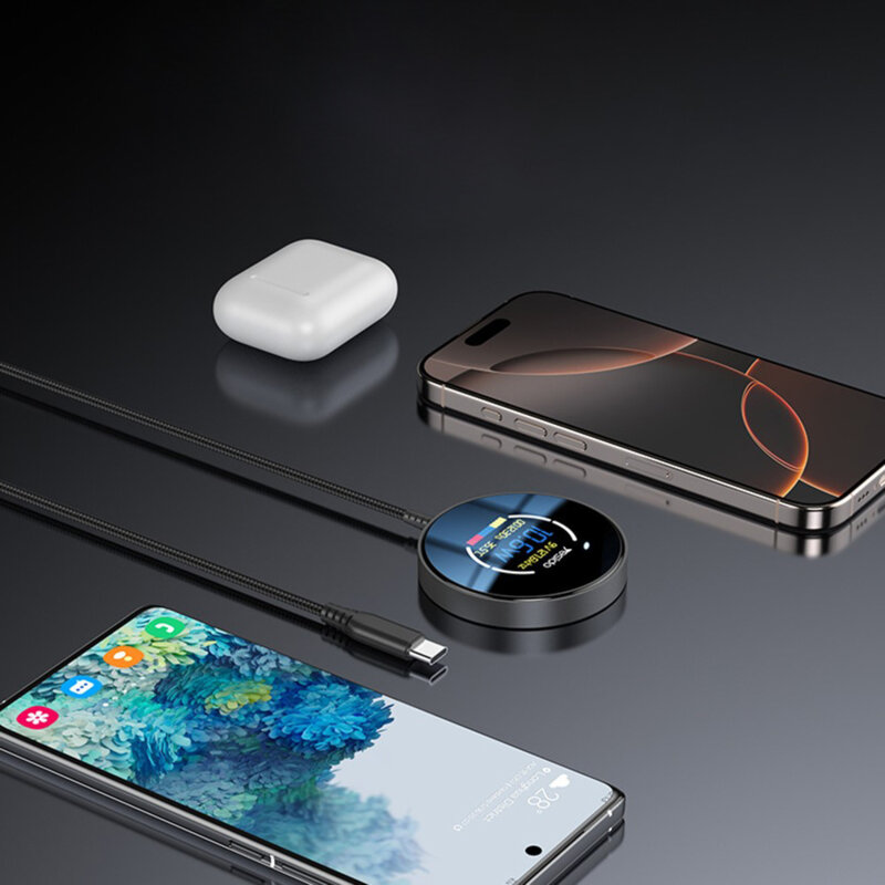 Statie incarcare magnetica cu display Yesido DS28, 15W, alb