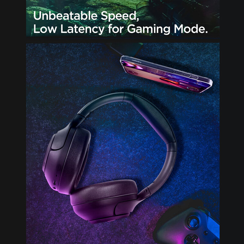 Casti Bluetooth cu microfon, ANC Spigen, negru, SA2403