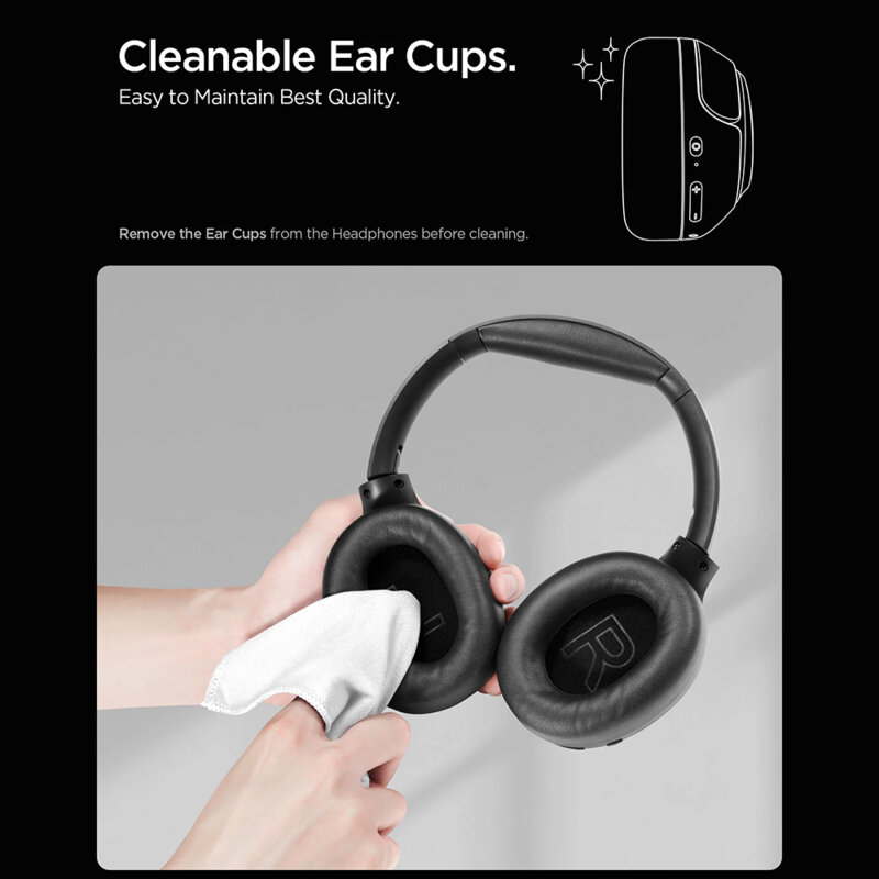 Casti Bluetooth cu microfon, ANC Spigen, negru, SA2403