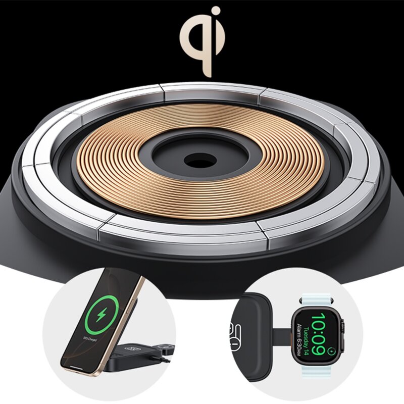 Statie incarcare wireless 3in1 pliabila Yesido DS27, 15W, negru