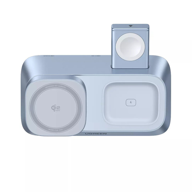 Incarcator wireless MagSafe Qi2 3in1 Ugreen, 25W, bleu, W711