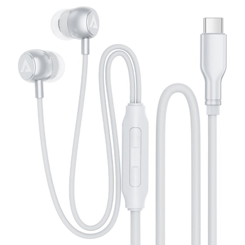 Casti in-ear Type-C cu microfon Acefast L8, silicon, 1.2m, gri