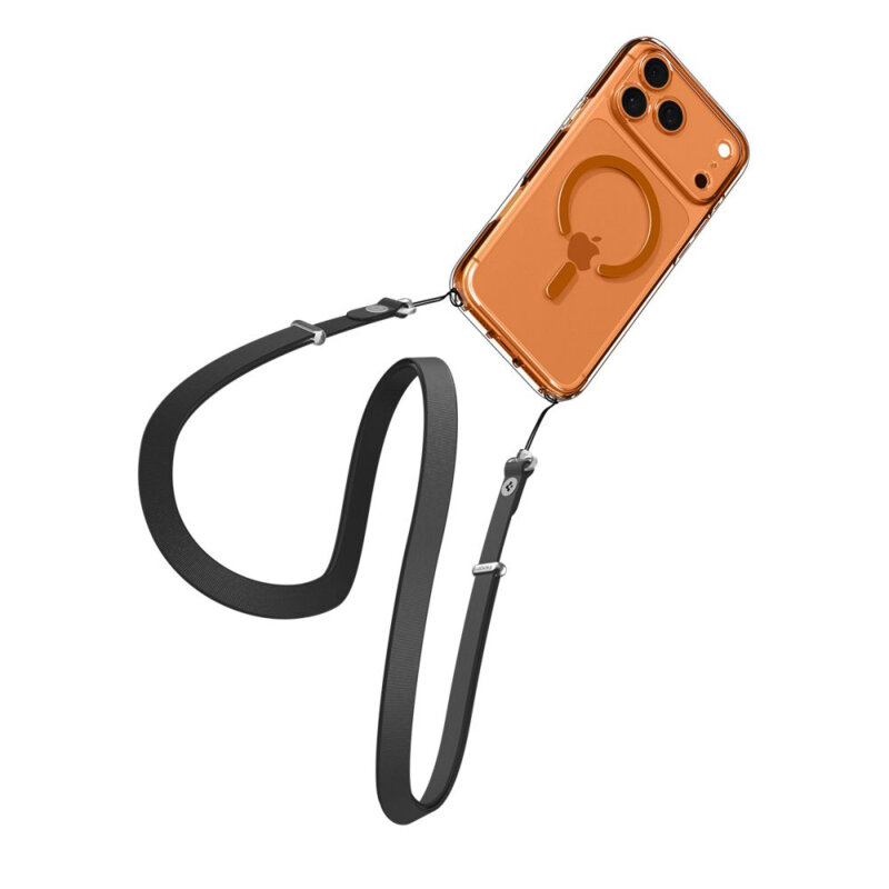 Husa iPhone 17 Pro Max Spigen Ultra Hybrid MagSafe, transparenta/portocaliu