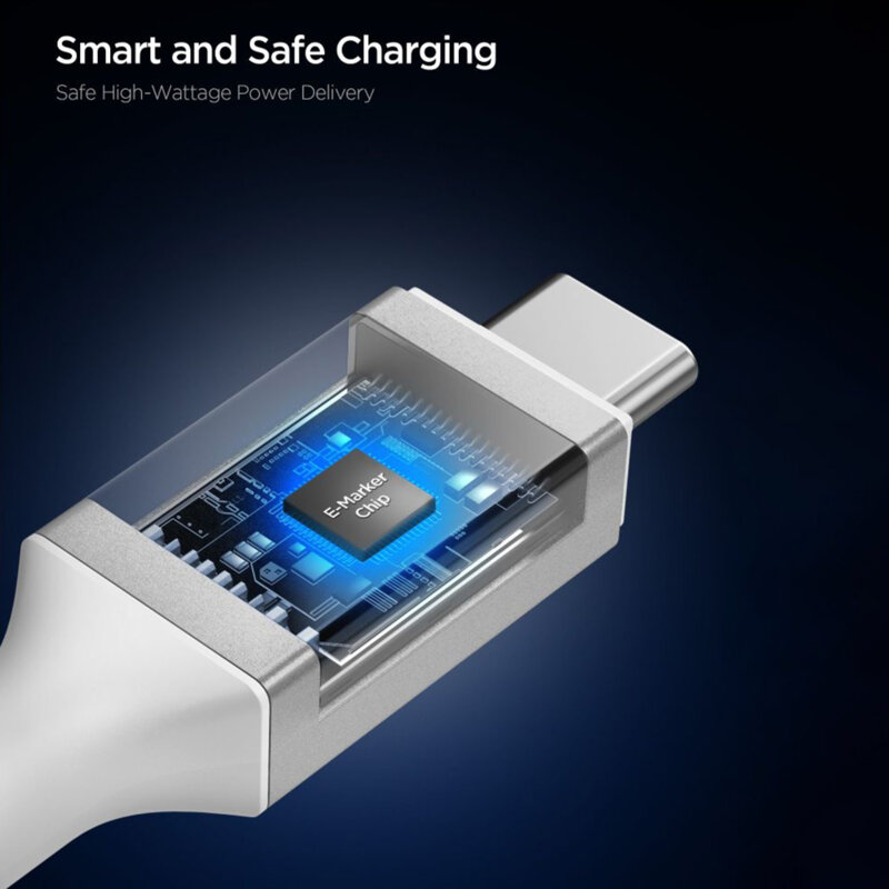 Cablu Type-C Fast Charging Spigen, 100W, 1m, alb, EB10010CC