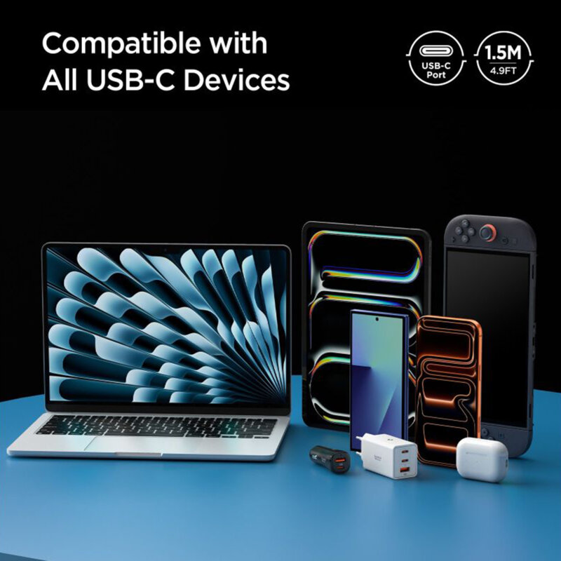 Cablu Type-C Fast Charging Spigen, 100W, 1m, alb, EB10010CC