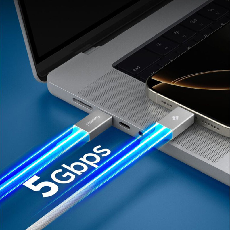 Cablu Type-C Fast Charging Spigen, 100W, 1m, alb, EB10010CC