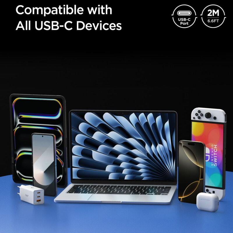 Cablu Type-C Fast Charging Spigen, 100W, 2m, negru, EB10020CC