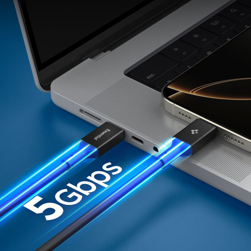 Cablu Type-C Fast Charging Spigen, 100W, 2m, negru, EB10020CC