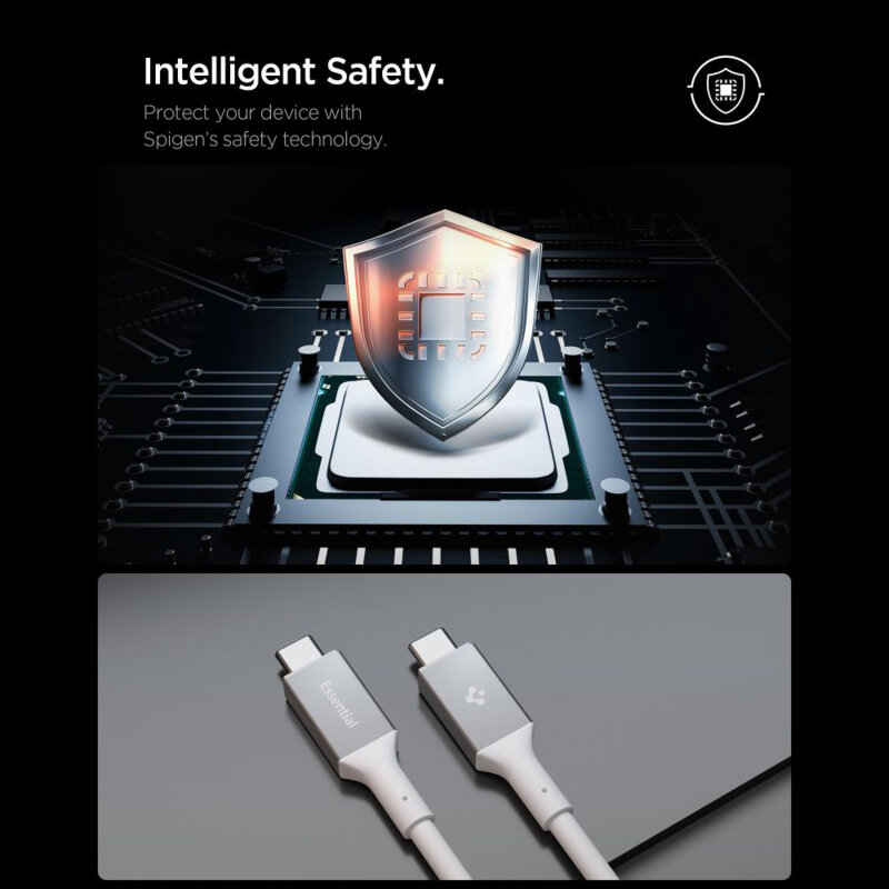 Cablu Type-C Fast Charging Spigen, 100W, 2m, alb, EB10020CC