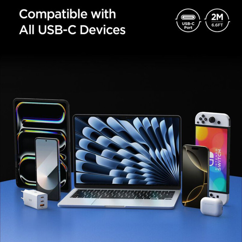 Cablu Type-C Fast Charging Spigen, 100W, 2m, alb, EB10020CC