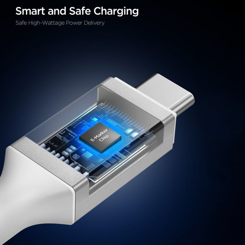 Cablu Type-C Fast Charging Spigen, 100W, 2m, alb, EB10020CC