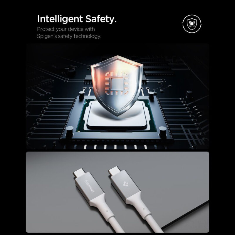 Cablu Type-C Spigen, 240W, 40Gbps, 8K, 1.2m, alb, EB24012CC