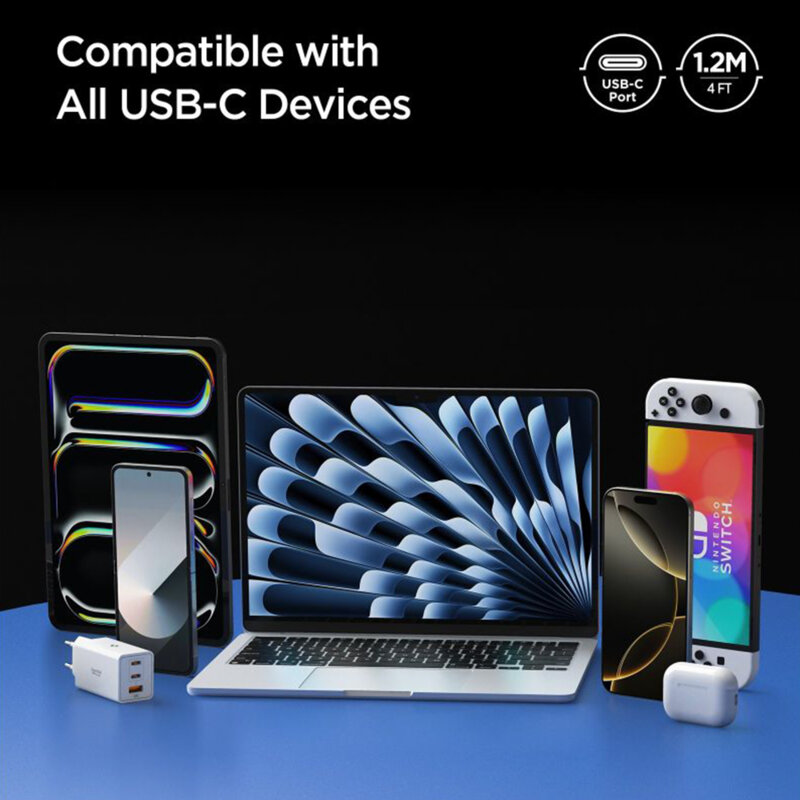 Cablu Type-C Spigen, 240W, 40Gbps, 8K, 1.2m, alb, EB24012CC