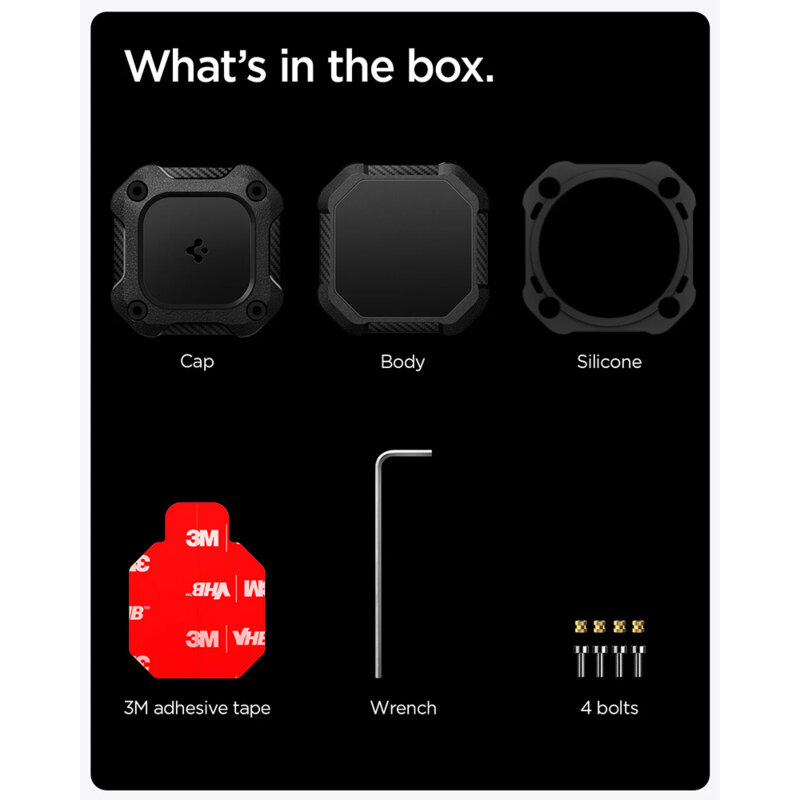Husa Apple AirTag 1 / 2 Spigen Tough Armor, negru