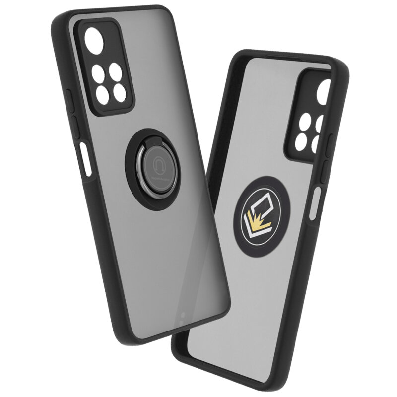 Husa  Xiaomi Redmi Note 11 Pro+ 5G Techsuit Glinth cu inel suport stand magnetic, negru