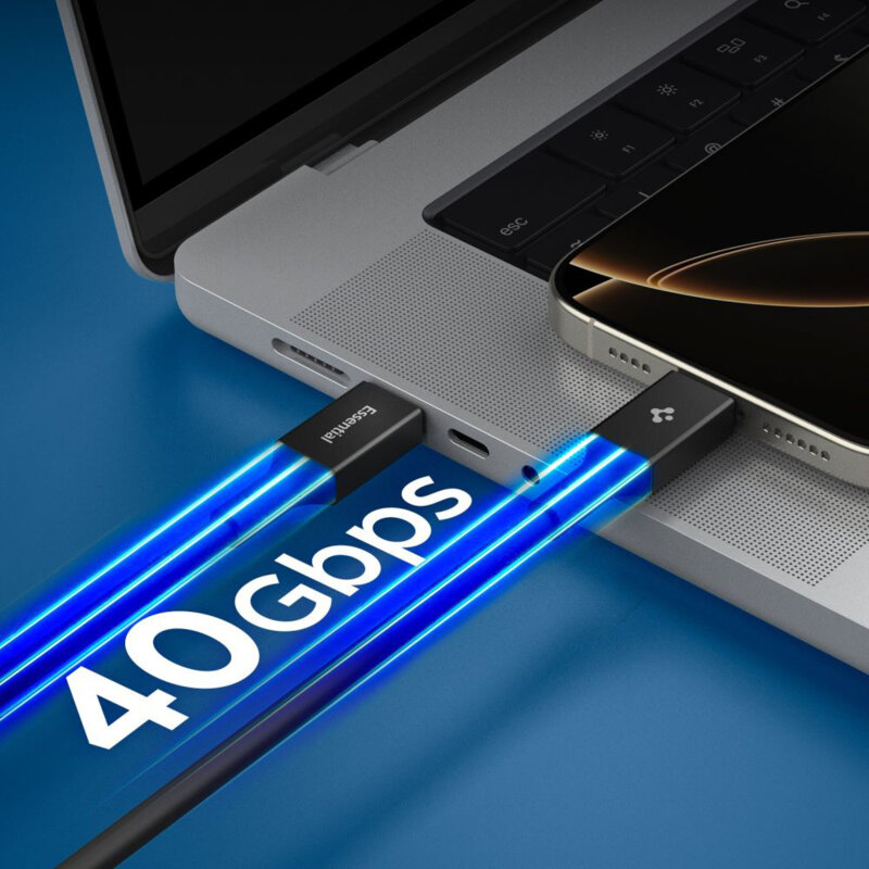 Cablu Type-C Spigen, 240W, 40Gbps, 8K, 1.2m, negru, EB24012CC